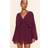 PrettyLittleThing Chiffon Shirred Waist Mini Beach Dress - Purple