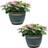 Gr8 Garden Set Of 2 Blue Rustic Style Plastic Half Barrel Cask Plants 38 x 38 x 28 cm