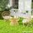 OutSunny Tufted Round Outdoor Seat Set of 2 60cm Chair Cushions Beige