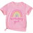 Shein Casual Cute Rainbow Heart Birthday Graphic Round Neck Short Sleeve T-Shirt - Wear
