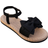 Shein Women's Cute Ribbon Decor Peep Toe Flat Sandals, Fashion Summer Casual Party Office Wear, Black Satin