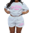 Shein 2 Pieces/Set Women's Plus Size Casual Round Neck T-Shirt and Shorts with Drawstring Pocket Co-Ord Set