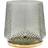 Ivyline Elm Embossed Clear Grey/Gold Candle Holder 20cm