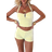 Shein 2Pcs Set Knit Striped Contrast Color Resin Decor Halter Top And Shorts Beach Outfit