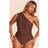 PrettyLittleThing One Shoulder Ruched Swimsuit - Chocolate