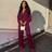 Shein Casual Pleated Shirt And Wide Leg Pants Set