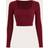 Shein Autumn And Winter Slim Fit Long Sleeves Crop Top - Red