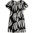 H&M Drawstring-Neck Dress - Black/Leaf-Patterned