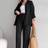 Shein 2pcs Women Set With Front Buttoned Long Sleeve Top And Tied Long Pants, Solid Color