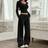 Shein Women Round Neck Solid Color Fitted Long Sleeve Top Pants - Color