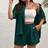 Shein Plus Size Summer Solid Color Drop Shoulder Pocket Blouse And Shorts - 2pcs