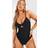 boohoo Control Plunge Key Hole Swimsuit - Black