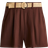 H&M Belted Piqué Shorts - Dark Brown
