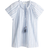 H&M Drawstring-Detail Cotton Blouse - White/Blue Striped