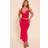 PrettyLittleThing Slinky Drape Detail Midi Skirt - Red