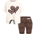 Shein Girl's Vintage Leopard Print Heart Graphic Short Sleeve T-Shirt And Shorts Set - Merlot Color Scheme