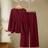 Shein Plus Size Solid Color Long Sleeve Single-Breasted Shirt Pants Set - Casual