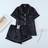 Shein Satin Pajama Set Women Short Sleeve Notched Collar Top Bowknot Shorts
