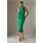 Warehouse Womens Satin Jacquard Cowl Scarf Neck Fringe Midi Slip Dress - Bright Green