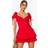 boohoo Frill Puff Sleeve Milkmaid Mini Dress - Red