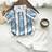 Shein Newborn Baby Boy Toddler Striped Polo Shirt Set - Blue/White