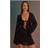 PrettyLittleThing Look O-ring Flute Sleeve Beach Dress - Black