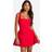 boohoo Square Neck Full Skirt Mini Dress - Red