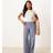 JDY Petite Seersucker Wide Leg Trousers - Blue Gingham