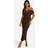 boohoo Premium Power Mesh Structured Midaxi Dress - Brown