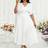 Shein Elegant Solid Color Batwing Sleeve Dress - White
