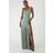 Misspap Premium Satin Square Pleated Skirt Bridesmaid Dress - Sage