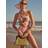 River Island Womens Pink Tropical Print One Shoulder Swimsuit