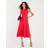 River Island Red Boat Neck Sleeveless Belted Midi Dress - Red Boat
