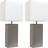 Elegant Designs Modern Leather Gray Table Lamp 21" 2pcs