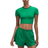 Lululemon Tight-Fit Cropped Shelf-Bra T-shirt - Raceway Green/Rainforest Green