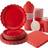 Shein Big Red Petals Disposable Dinner Plates Set