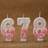 Shein Pink-White Gradient Rose Flower Number Candle