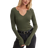 NA-KD V-Detail Light Rib Knitted Sweater - Khaki Green