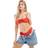 New Look Floral Applique Multi Strap Bikini Top - Red