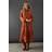 Warehouse Womens Metallic Jacquard Dobby Lace Insert Long Sleeve - Orange