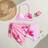 Shein Tween Girls Pink Floral Print Halterneck Set