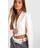 boohoo Basics Woven Single Button Crop Blazer - Cream