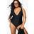 boohoo Womens Plus Tummy Control Plunge Swimsuit - Black