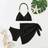 Shein Tween Girls Solid Color Halter Bikini Set With Coverup Mini Skirt