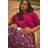 Yours Curve Crochet Sleeve Boxy T-Shirt - Dark Pink
