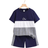 Shein Tween Boy Casual Color Blocking Plaid & Letter Print Short Sleeve T-Shirt And Shorts Set - Color