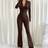 Shein Women Casual Solid Color Long Sleeve Top Flared Pants Set - Autumn/Winter