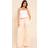 PrettyLittleThing Textured Woven Printed Satin Wide Leg Trousers - White