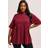Yours Curve Burgundy Red Cotton Peplum Top - Burgundy