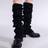 Shein Solid Color Vertical Striped Warm Decorated Leg Warmers - Winter